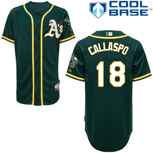 Alberto Callaspo #18 MLB Jersey-Oakland Athletics Men's Authentic Alternate Green Cool Base Baseball Jersey